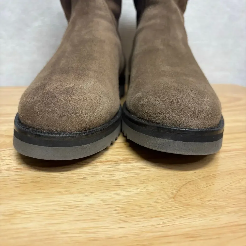 Aquatalia Boots Waterproof Taupe Gray Suede Faux-Fur Cuff Back Zip Boots 7.5